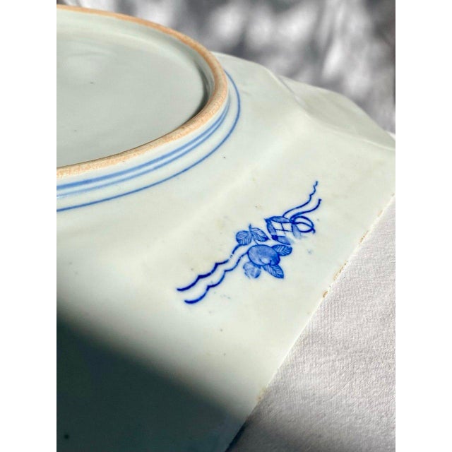 Early 20th Century Late Qing Chinese Blue & White Octagonal Landscape Serving Plate For Sale - Image 15 of 16
