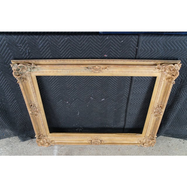 Vintage Gold Ornate Baroque Rococo Picture Art Mirror Frame Fits 30" X 40" For Sale - Image 4 of 12