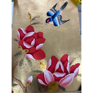 Samples for Hand Painted Wallpapers on Gold Leaf For Sale
