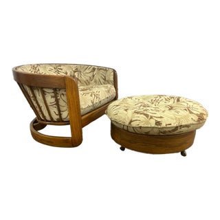1970s Mid Century Howard Furniture Including Oversized Chair and Ottoman on Wheels - Set of 2 For Sale