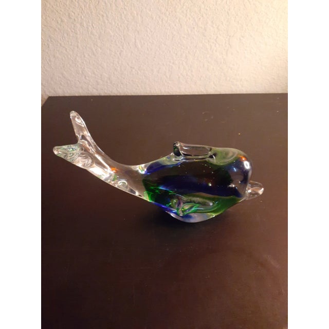 Green 1980s Green/Blue Art Glass Whale Figurine For Sale - Image 8 of 8