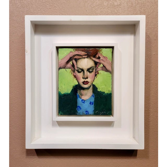 Malcolm Liepke -Young Girl in Deep Meditation -Oil Painting American Expressionist - Oil painting on canvas - Signed -...