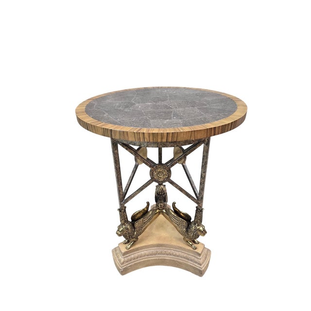 Maitland - Smith Vintage Brass and Lipstone Griffin Occasional Table by Maitland-Smith For Sale - Image 4 of 10