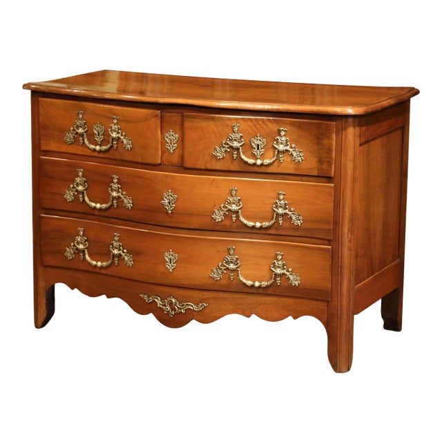 18th Century French Louis XIV Carved Walnut and Bronze Chest of Drawers For Sale