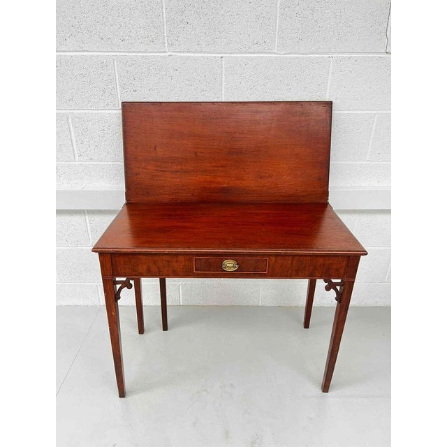 Antique Mahogany Fold Over Tea Table For Sale - Image 3 of 7