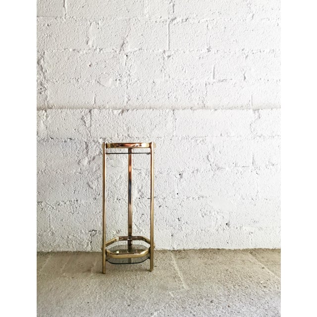Metal Tall Vintage Side Table in Gold and Smoked Glass, 1970s For Sale - Image 7 of 7