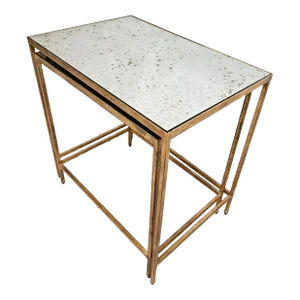 Ethan Allen Zachary Ventian Antique Glass Top Nesting End TableFrench Regency