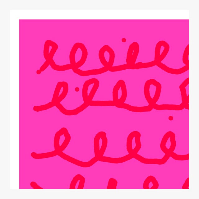 Bumpy Train Ride Red on Pink Fine Art Print 29" X 41" by Liz Roache For Sale - Image 4 of 6