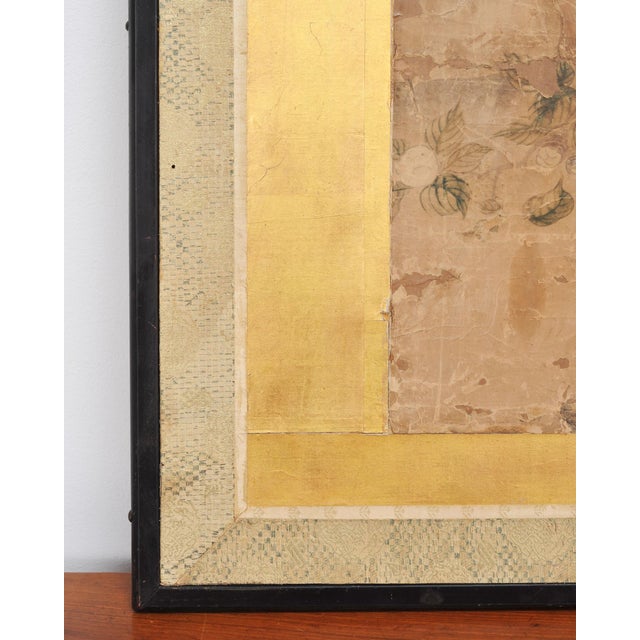 18th C. Japanese Edo Two-Panel Screen Pheasants Floral Landscape For Sale - Image 10 of 18