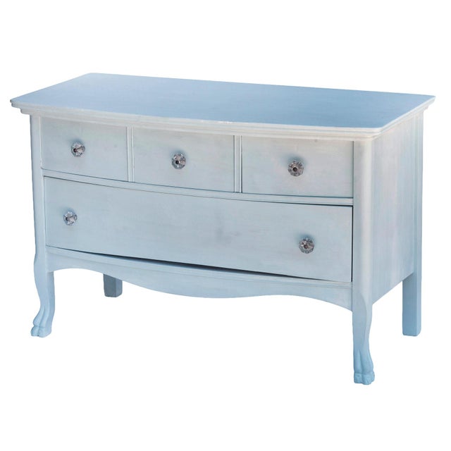Baby Blue Late 19th Century Serene Blue Bowfront Chest With Glass Knobs For Sale - Image 8 of 9