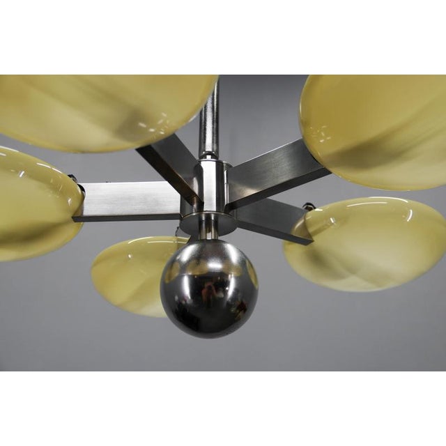 Art Deco Functionalist Nickel-Plated Chandelier, 1930s For Sale - Image 13 of 18