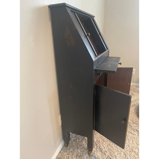 1940s Mid-Century Hamilton Mfg. Co. Roll-Front Cabinet With Horizontal Tambour Doors For Sale - Image 5 of 12