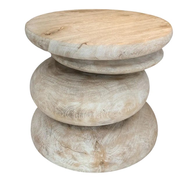 Sculptural Side Table Crafted From Mango Wood For Sale