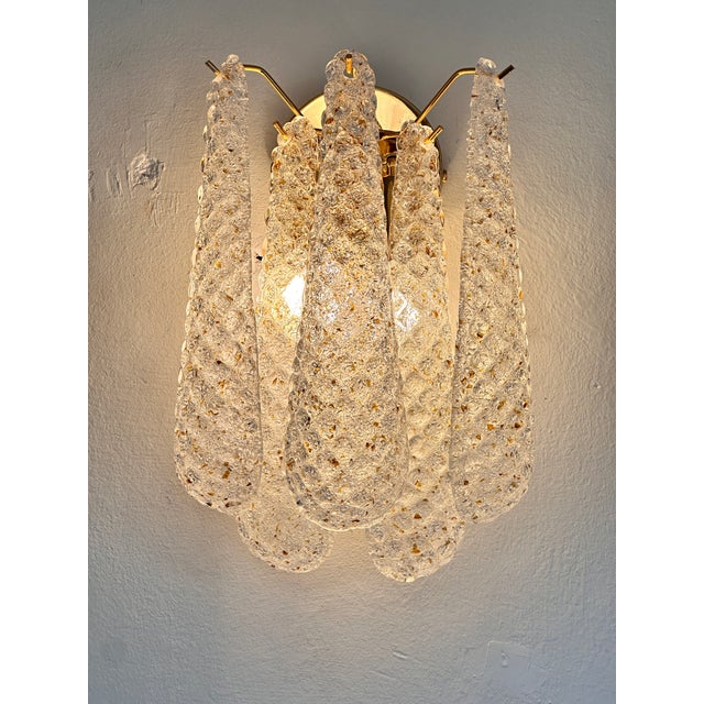 Contemporary Mid-Century Modern "Conchiglie" Murano Glass Gold Wall Sconce-Set of Two For Sale - Image 6 of 10