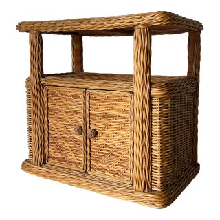 Vintage Braided Rattan Tv - Stand / Nightstand For Sale