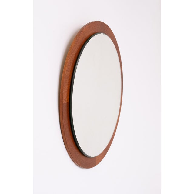 Round Teak Wall Mirror, Holland, 1960s For Sale - Image 4 of 8
