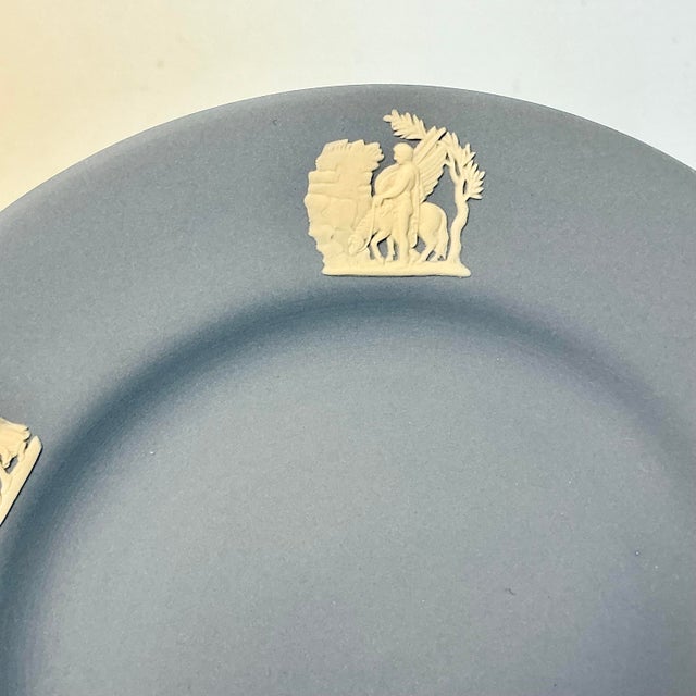 Vintage English Wedgwood Jasperware Cream Intaglios on Pale Blue Appetizer or Dessert Plates - Set of 8 For Sale - Image 11 of 13