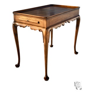 Vintage Kittinger Mahogany Queen Anne Style Tea Table W/Scalloped Edge/Pull-Outs For Sale