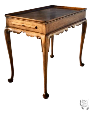 Vintage Kittinger Mahogany Queen Anne Style Tea Table W/Scalloped Edge/Pull-Outs
