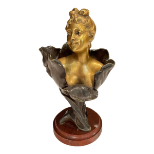 Gilt And Patinated Bronze Bust By Henri Godet “Femme Tulipe”