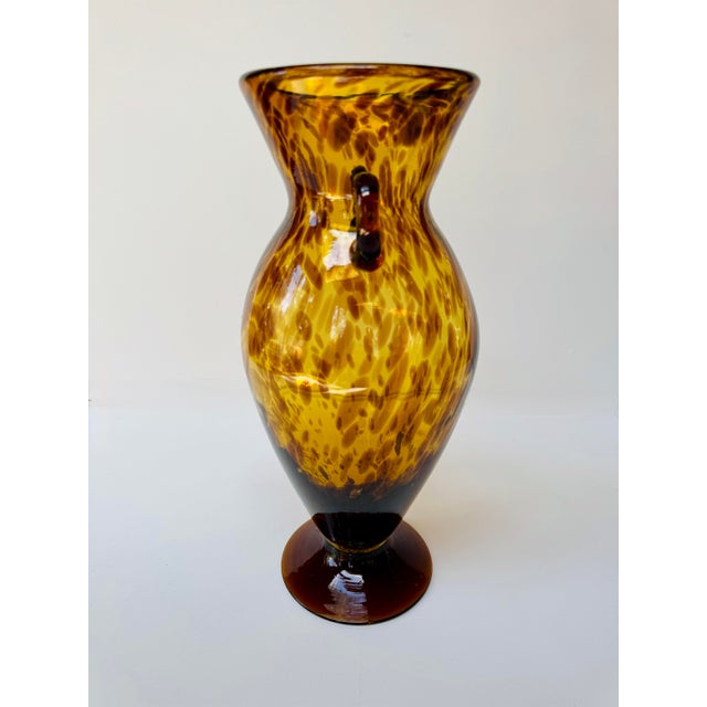 Amber Vintage Tortoiseshell Art Glass Amphora Vase For Sale - Image 8 of 10