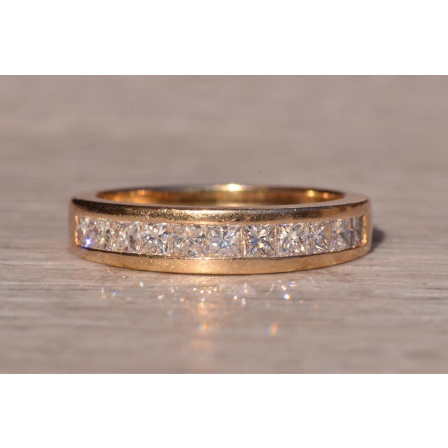 Gold The 153rd Street: Channel Set Princess Cut Diamond Band in Yellow Gold For Sale - Image 8 of 10