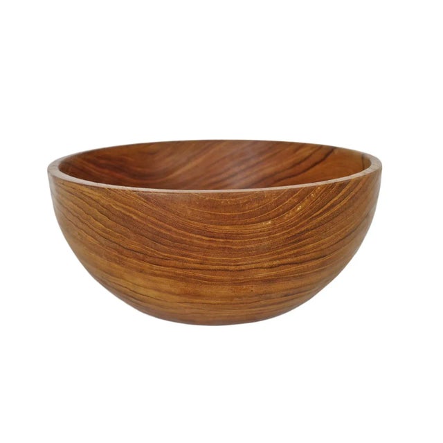 Wood Simple Teak Wood Bowl For Sale - Image 7 of 7