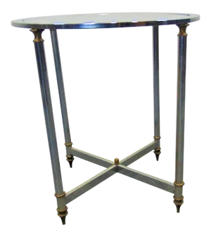 Hollywood Regency Chrome Brass Glass Top Table