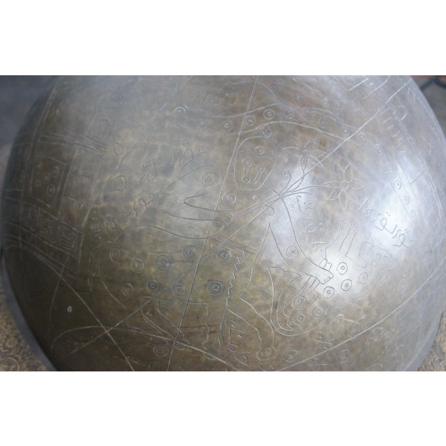 Silver Late 20th Century Arte International Engraved Brass Islamic Celestial Globe on Stand For Sale - Image 8 of 12