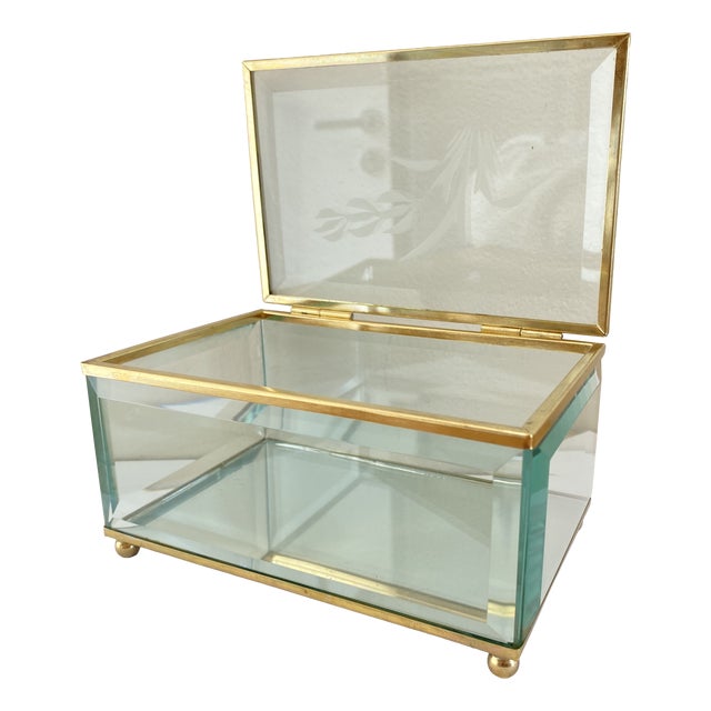 Italian Art Deco Beveled Glass Box, Italy, 1930 For Sale