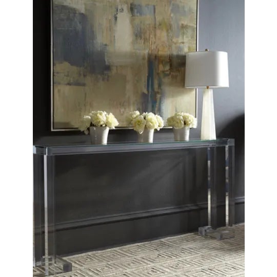 American Clear Acrylic Console Table For Sale - Image 3 of 5