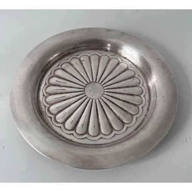 Domed French Silver Plate Repoussé Butter or Covered Dish Plate For Sale - Image 11 of 13