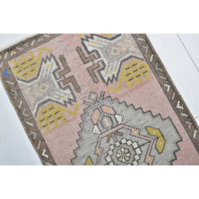 Handknotted Vintage Yastik Rug For Sale - Image 4 of 5