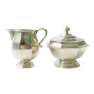 Mid-Century Signed Sterling Silver Cream & Sugar Set- 2 Pieces For Sale