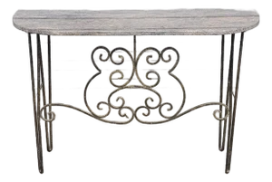 Late 20th Century Wrought Iron Designer Base With Granite Top Console Table