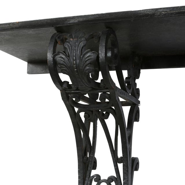 Rococo Rococo Wrought Iron Wall Mount Console With Black Marble Top For Sale - Image 3 of 4