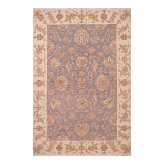 1990s Shabby Chic Ziegler Grey Beige Hand-Knotted Wool Rug - 5'8'' X 9'0'' For Sale
