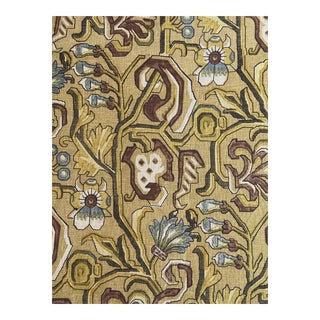 Bayonne Rose Cumming Handprinted Linen Fabric 1 5/8 Yards For Sale