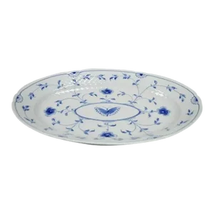 Early 20th Century Oval Platter 15 Bing and Grondahl B&g Kjøbenhavn Denmark Butterfly Lace Blue
