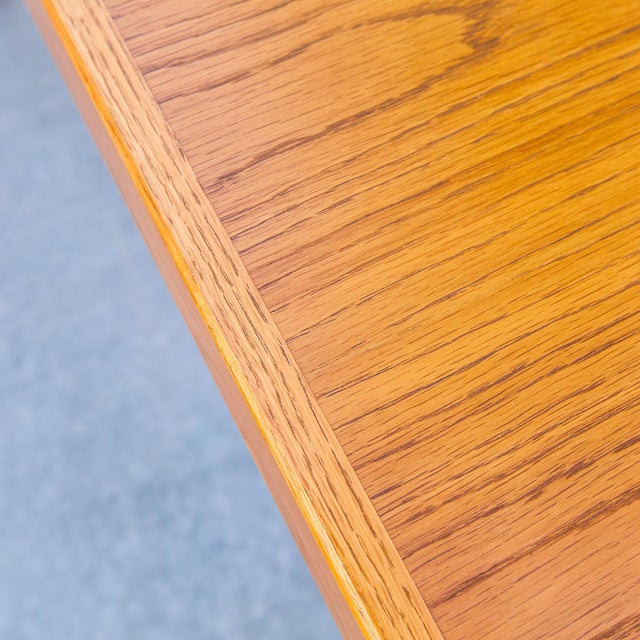 Wood 1970s Large Mid Century Oak Expandable Parsons Style Dining Table For Sale - Image 7 of 13