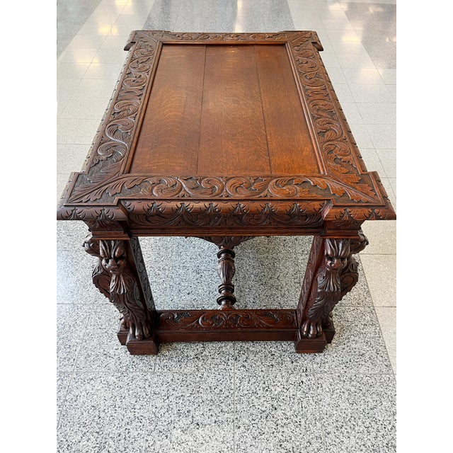 19th Century Carved Oak Desk in the Style of Style of R. J. Horner & Co. For Sale In New York - Image 6 of 18