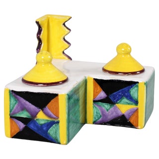 Italian Futurism Hand-Painted Ceramic Inkwell, 1980s For Sale