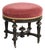 Antique English Stool with Red Fabric Seat and Black Wooden Base with Gold-Colored Details For Sale
