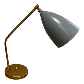 Mid-Century Modern Gubi Gräshoppa Table Lamp in Blue Grey, Greta Grossman Design For Sale