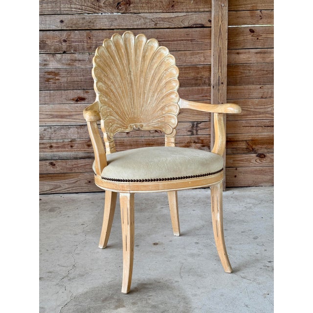 Mid-20th Century Carved Wood Venetian Shell Grotto Style Armchair With Original Velvet Upholstery For Sale - Image 12 of 12