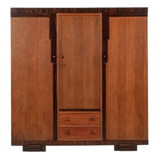 Antique German Art Deco Armoire Wardrobe Cabinet 1930s For Sale