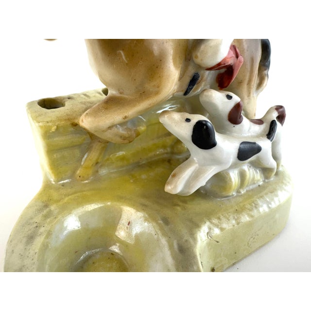 Farmhouse Vintage 1940's Hiten Japan Porcelain Equestrian Desk Caddy With Horse & Dogs For Sale - Image 3 of 11