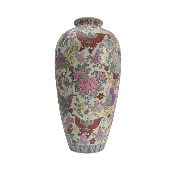 1940s Mid Century Chinese Mille Fleurs Porcelain Vase For Sale - Image 5 of 13