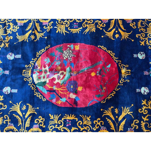 A Must See Antique Unusual Art Deco Chinese Rug For Sale - Image 4 of 9