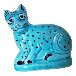 Petite Turquiose Cat Figurine, Vintage